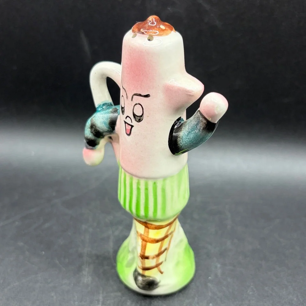 Vintage Hand Painted Anthropomorphic Coffee Pot Figure Ceramic Seasoning Shaker